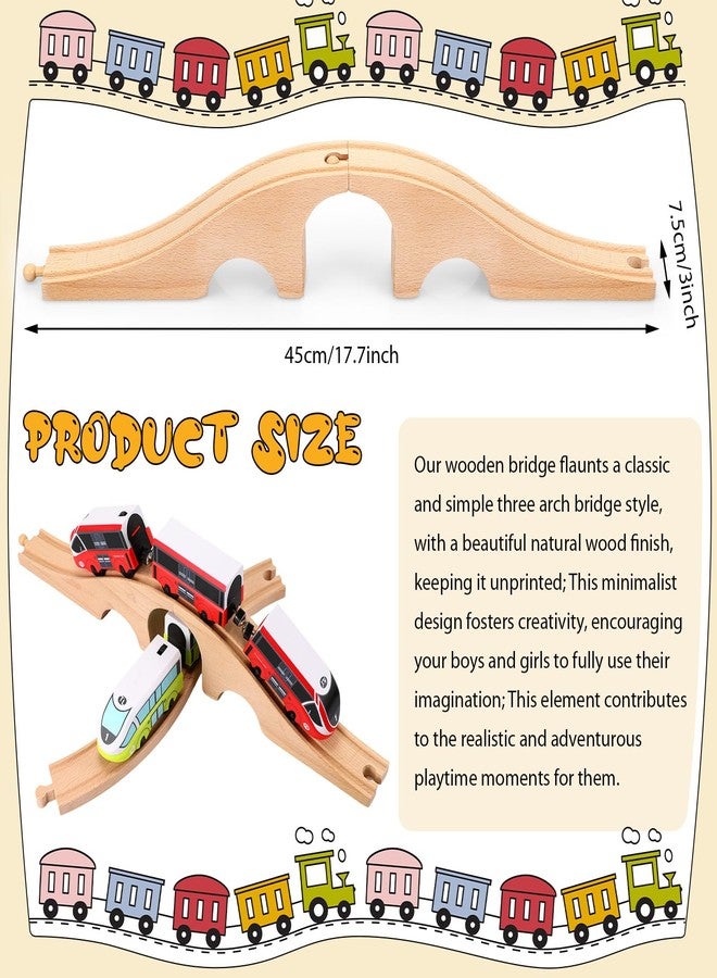Liliful Wooden Train Track Bridges and Tunnels Expansion Wood Train Track Pieces Accessories for Most Major Toy Trains Railway - Image 2